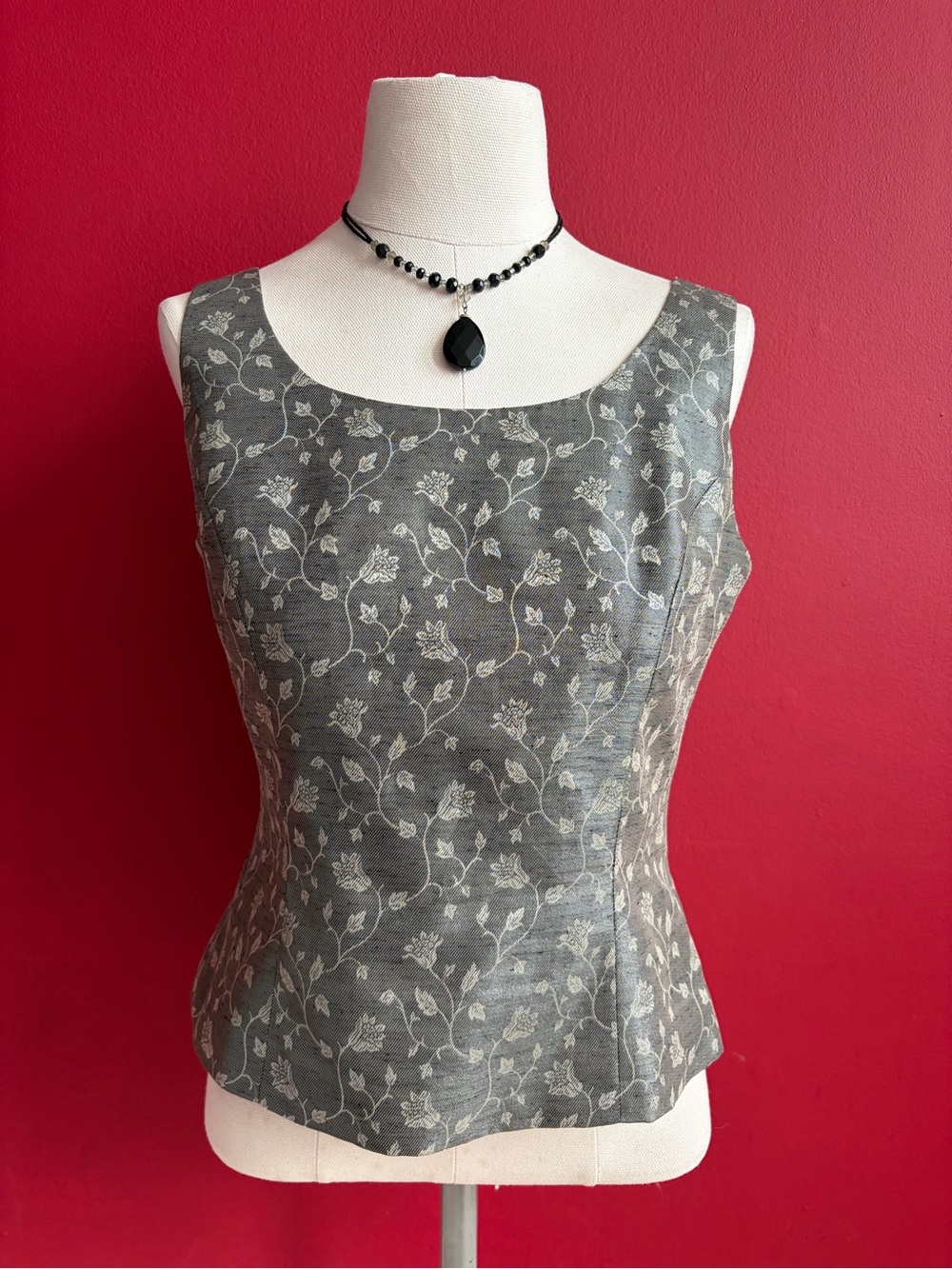 Gray Floral Corset Top